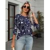 Zeagoo Women’s Casual 3/4 Sleeve T-Shirts Round Neck Cute Tunic Tops Basic Tees Blouses Business Work Tee Top(Navy Floral-sf180)