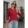 Zeagoo Women’s Casual 3/4 Sleeve T-Shirts Round Neck Cute Tunic Tops Basic Tees Blouses Business Work Tee Top(Red)
