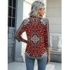 Zeagoo Women’s Casual 3/4 Sleeve T-Shirts Round Neck Cute Tunic Tops Basic Tees Blouses Business Work Tee Top(Red Bohemia-mz870)