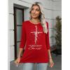 Zeagoo Women’s Casual 3/4 Sleeve T-Shirts Round Neck Cute Tunic Tops Basic Tees Blouses Business Work Tee Top(Red Christmas-sd485)