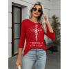 Zeagoo Women’s Casual 3/4 Sleeve T-Shirts Round Neck Cute Tunic Tops Basic Tees Blouses Business Work Tee Top(Red Christmas-sd485)