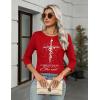 Zeagoo Women’s Casual 3/4 Sleeve T-Shirts Round Neck Cute Tunic Tops Basic Tees Blouses Business Work Tee Top(Red Christmas-sd485)