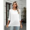 Zeagoo Women’s Casual 3/4 Sleeve T-Shirts Round Neck Cute Tunic Tops Basic Tees Blouses Business Work Tee Top(White)