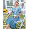 Zeagoo Womens Casual Dresses for Summer Short Sleeve Flare Midi Dress Loose Beach Sundress Pleated Front Dress with Pockets(01 Blue Floral)