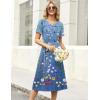 Zeagoo Womens Casual Dresses for Summer Short Sleeve Flare Midi Dress Loose Beach Sundress Pleated Front Dress with Pockets(02 Blue Floral)