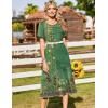 Zeagoo Womens Casual Dresses for Summer Short Sleeve Flare Midi Dress Loose Beach Sundress Pleated Front Dress with Pockets(02 Green Floral)