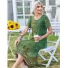 Zeagoo Womens Casual Dresses for Summer Short Sleeve Flare Midi Dress Loose Beach Sundress Pleated Front Dress with Pockets(02 Green Floral)