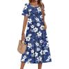 Zeagoo Womens Casual Dresses for Summer Short Sleeve Flare Midi Dress Loose Beach Sundress Pleated Front Dress with Pockets(02 Navy Floral)