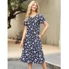 Zeagoo Womens Casual Dresses for Summer Short Sleeve Flare Midi Dress Loose Beach Sundress Pleated Front Dress with Pockets(03 Blue)