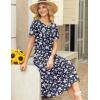 Zeagoo Womens Casual Dresses for Summer Short Sleeve Flare Midi Dress Loose Beach Sundress Pleated Front Dress with Pockets(03 Blue)