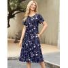 Zeagoo Womens Casual Dresses for Summer Short Sleeve Flare Midi Dress Loose Beach Sundress Pleated Front Dress with Pockets(03 Navy Floral)
