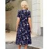 Zeagoo Womens Casual Dresses for Summer Short Sleeve Flare Midi Dress Loose Beach Sundress Pleated Front Dress with Pockets(03 Navy Floral)