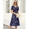 Zeagoo Womens Casual Dresses for Summer Short Sleeve Flare Midi Dress Loose Beach Sundress Pleated Front Dress with Pockets(03 Navy Floral)