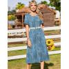 Zeagoo Womens Casual Dresses for Summer Short Sleeve Flare Midi Dress Loose Beach Sundress Pleated Front Dress with Pockets(04 Blue)
