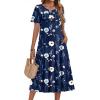 Zeagoo Womens Casual Dresses for Summer Short Sleeve Flare Midi Dress Loose Beach Sundress Pleated Front Dress with Pockets(04 Navy Floral)