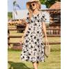 Zeagoo Womens Casual Dresses for Summer Short Sleeve Flare Midi Dress Loose Beach Sundress Pleated Front Dress with Pockets(Beige Floral)