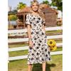 Zeagoo Womens Casual Dresses for Summer Short Sleeve Flare Midi Dress Loose Beach Sundress Pleated Front Dress with Pockets(Beige Floral)
