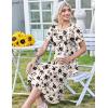 Zeagoo Womens Casual Dresses for Summer Short Sleeve Flare Midi Dress Loose Beach Sundress Pleated Front Dress with Pockets(Beige Floral)