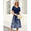 Zeagoo Womens Casual Dresses for Summer Short Sleeve Flare Midi Dress Loose Beach Sundress Pleated Front Dress with Pockets(Blue Floral)