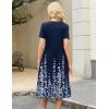 Zeagoo Womens Casual Dresses for Summer Short Sleeve Flare Midi Dress Loose Beach Sundress Pleated Front Dress with Pockets(Blue Floral)