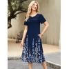 Zeagoo Womens Casual Dresses for Summer Short Sleeve Flare Midi Dress Loose Beach Sundress Pleated Front Dress with Pockets(Blue Floral)