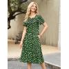 Zeagoo Womens Casual Dresses for Summer Short Sleeve Flare Midi Dress Loose Beach Sundress Pleated Front Dress with Pockets(Green Floral)
