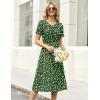 Zeagoo Womens Casual Dresses for Summer Short Sleeve Flare Midi Dress Loose Beach Sundress Pleated Front Dress with Pockets(Green Floral)