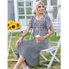 Zeagoo Womens Casual Dresses for Summer Short Sleeve Flare Midi Dress Loose Beach Sundress Pleated Front Dress with Pockets(Grey Floral)