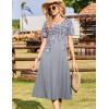Zeagoo Womens Casual Dresses for Summer Short Sleeve Flare Midi Dress Loose Beach Sundress Pleated Front Dress with Pockets(Grey Floral)