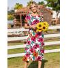 Zeagoo Womens Casual Dresses for Summer Short Sleeve Flare Midi Dress Loose Beach Sundress Pleated Front Dress with Pockets(Red Floral)