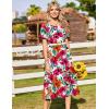 Zeagoo Womens Casual Dresses for Summer Short Sleeve Flare Midi Dress Loose Beach Sundress Pleated Front Dress with Pockets(Red Floral)