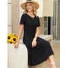 Zeagoo Womens Casual Dresses for Summer Short Sleeve Flare Midi Dress Loose Beach Sundress Pleated Front Dress with Pockets(Solid Black)