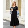 Zeagoo Womens Casual Dresses for Summer Short Sleeve Flare Midi Dress Loose Beach Sundress Pleated Front Dress with Pockets(Solid Black)