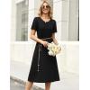 Zeagoo Womens Casual Dresses for Summer Short Sleeve Flare Midi Dress Loose Beach Sundress Pleated Front Dress with Pockets(Solid Black)