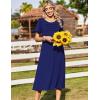 Zeagoo Womens Casual Dresses for Summer Short Sleeve Flare Midi Dress Loose Beach Sundress Pleated Front Dress with Pockets(Solid Navy)