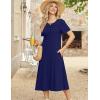 Zeagoo Womens Casual Dresses for Summer Short Sleeve Flare Midi Dress Loose Beach Sundress Pleated Front Dress with Pockets(Solid Navy)