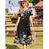 Zeagoo Womens Casual Dresses for Summer Short Sleeve Flare Midi Dress Loose Beach Sundress Pleated Front Dress with Pockets(Wf120)