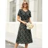 Zeagoo Womens Casual Dresses for Summer Short Sleeve Flare Midi Dress Loose Beach Sundress Pleated Front Dress with Pockets(Wf120)