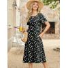 Zeagoo Womens Casual Dresses for Summer Short Sleeve Flare Midi Dress Loose Beach Sundress Pleated Front Dress with Pockets(Xh33)