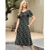 Zeagoo Womens Casual Dresses for Summer Short Sleeve Flare Midi Dress Loose Beach Sundress Pleated Front Dress with Pockets(Xh33)