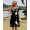 Zeagoo Women’s Casual Dresses with Pockets Summer Floral V-Neck A-Line Tshirt Dress Short Sleeve Mini Dress Beach Sundress(A01-black Floral)