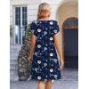 Zeagoo Women’s Casual Dresses with Pockets Summer Floral V-Neck A-Line Tshirt Dress Short Sleeve Mini Dress Beach Sundress(A02-navy Blue Floral)