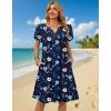 Zeagoo Women’s Casual Dresses with Pockets Summer Floral V-Neck A-Line Tshirt Dress Short Sleeve Mini Dress Beach Sundress(A02-navy Blue Floral)