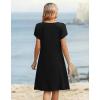 Zeagoo Women’s Casual Dresses with Pockets Summer Floral V-Neck A-Line Tshirt Dress Short Sleeve Mini Dress Beach Sundress(Black)