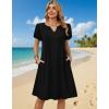 Zeagoo Women’s Casual Dresses with Pockets Summer Floral V-Neck A-Line Tshirt Dress Short Sleeve Mini Dress Beach Sundress(Black)