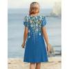 Zeagoo Women’s Casual Dresses with Pockets Summer Floral V-Neck A-Line Tshirt Dress Short Sleeve Mini Dress Beach Sundress(Blue Bloom)