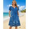 Zeagoo Women’s Casual Dresses with Pockets Summer Floral V-Neck A-Line Tshirt Dress Short Sleeve Mini Dress Beach Sundress(Blue Floral)