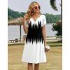 Zeagoo Women’s Casual Dresses with Pockets Summer Floral V-Neck A-Line Tshirt Dress Short Sleeve Mini Dress Beach Sundress(Gradient Black White)