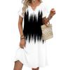 Zeagoo Women’s Casual Dresses with Pockets Summer Floral V-Neck A-Line Tshirt Dress Short Sleeve Mini Dress Beach Sundress(Gradient Black White)