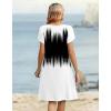 Zeagoo Women’s Casual Dresses with Pockets Summer Floral V-Neck A-Line Tshirt Dress Short Sleeve Mini Dress Beach Sundress(Gradient Black White)